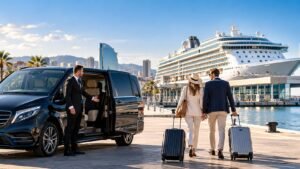 Private Barcelona cruise port transfer with luxury chauffeur and cruise ship